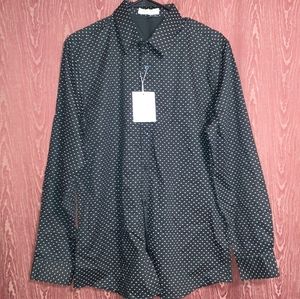 MUSE FATH MEN'S SIZE M LONG SLEEVE BUTTON DOWN BLACK COLLARED NWT